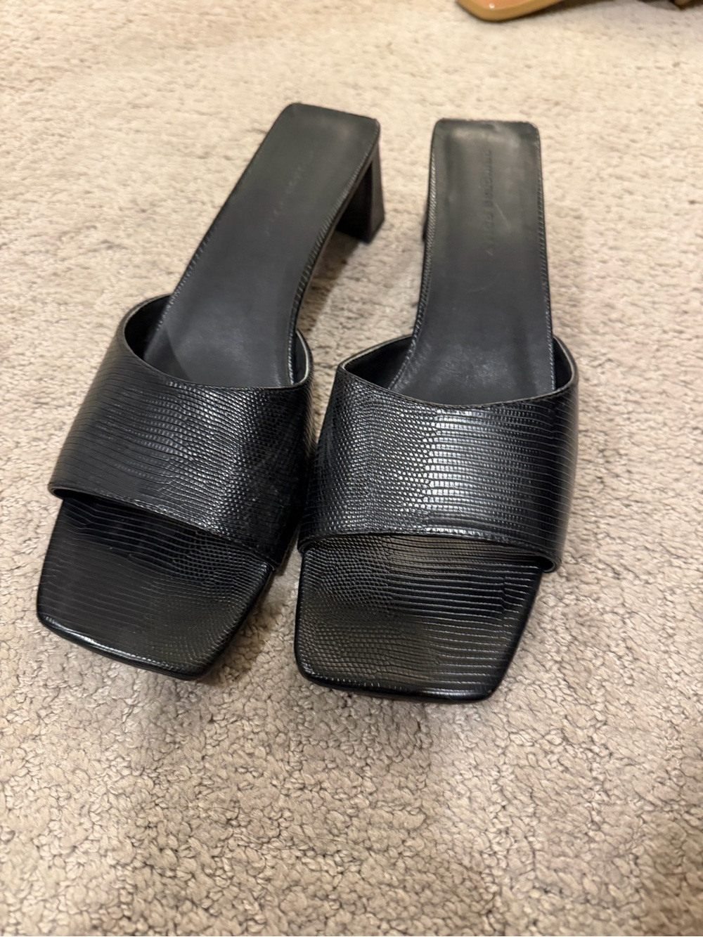 ASOS Black Square Toe Slide Heels